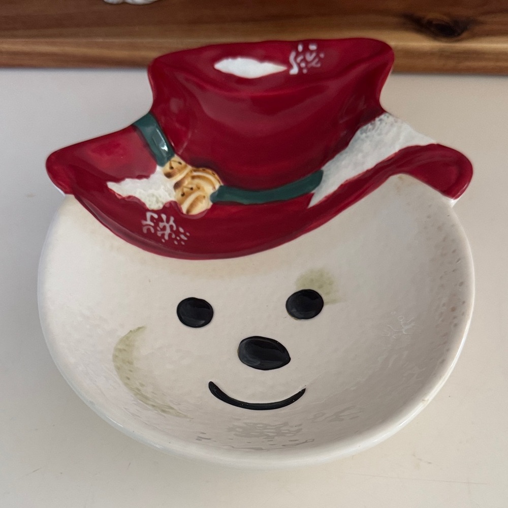 Vintage Tracy Porter Jolly Ol’ Snowy Snowman Appetizer Bowl